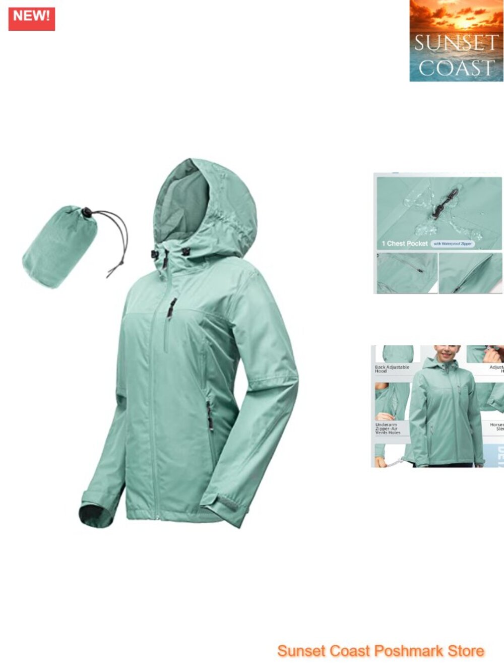 Women's Waterproof Rain Jacket with Hood Packable Lightweight